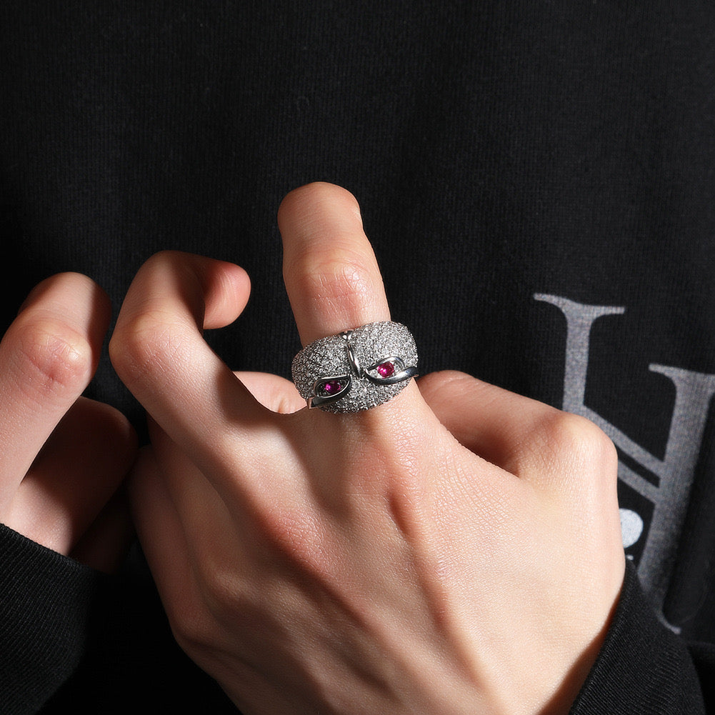 Hip Hop jewelry Owl ring-Silver