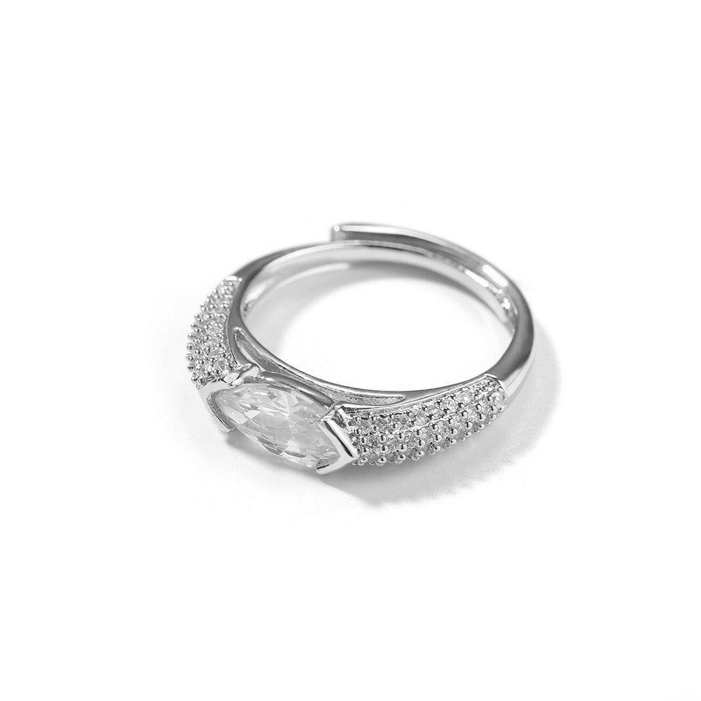 Hip hop jewelry marquise ring-Silver