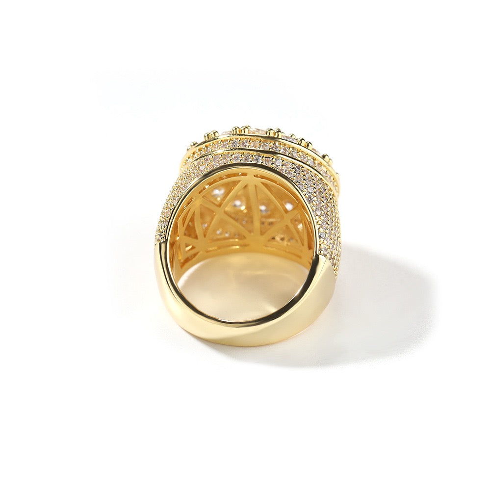 Hip hop jewelry huge round ring -Gold