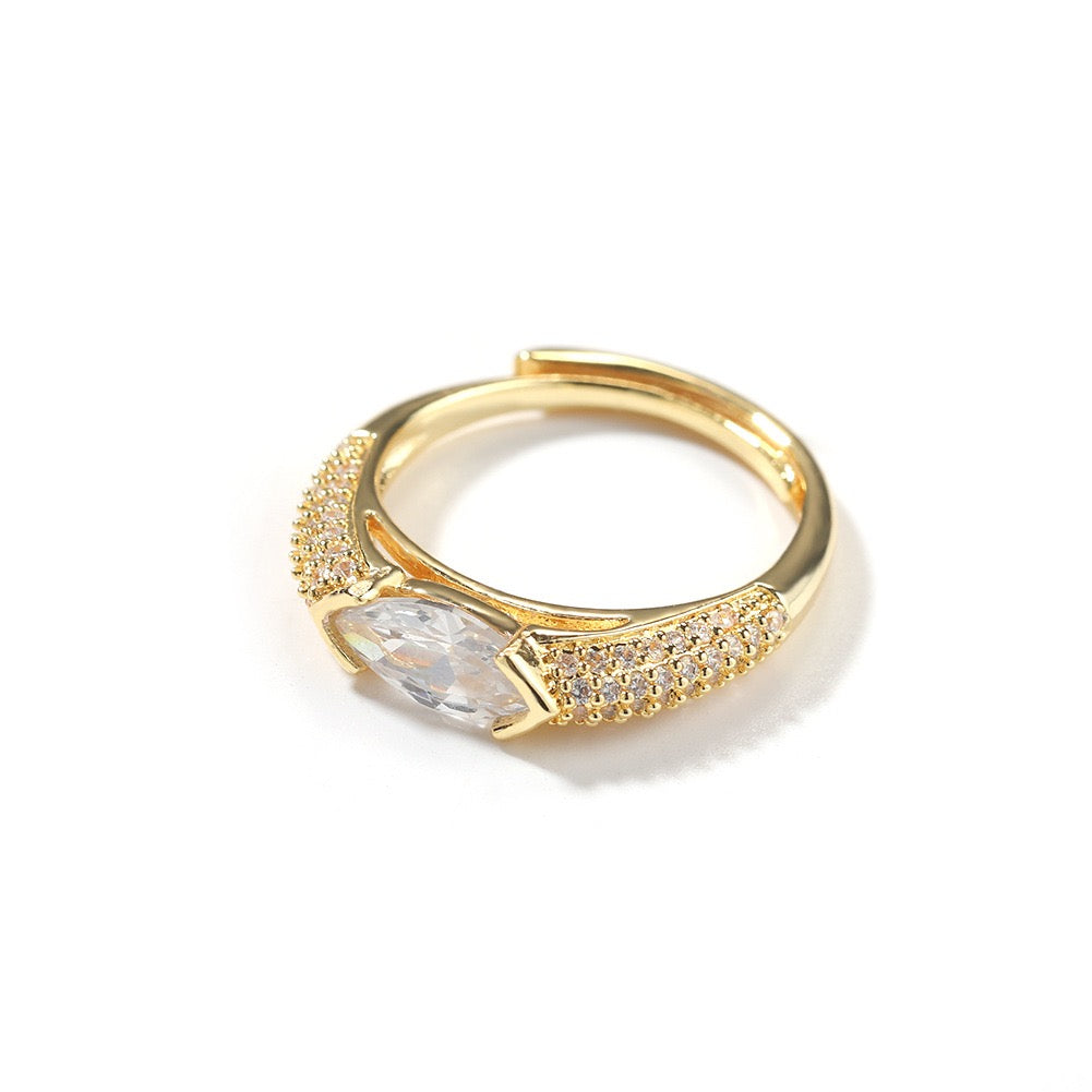 Hip hop jewelry marquise ring-Gold