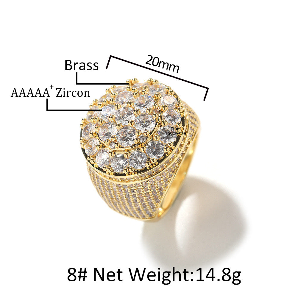 Hip hop jewelry huge round ring -Gold