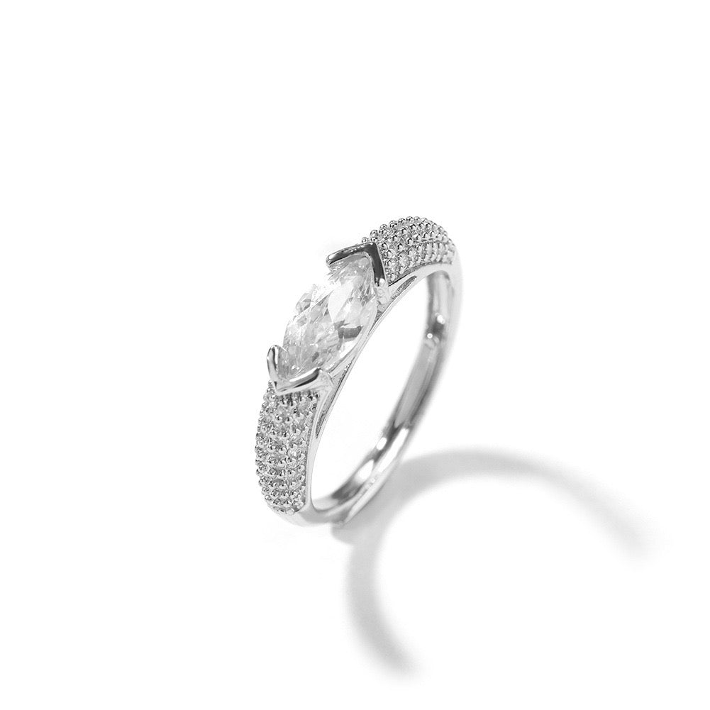 Hip hop jewelry marquise ring-Silver