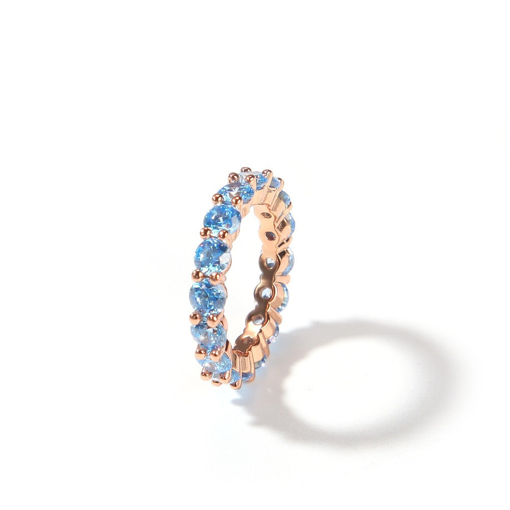 Hip hop jewelry aquamarine ring-Gold