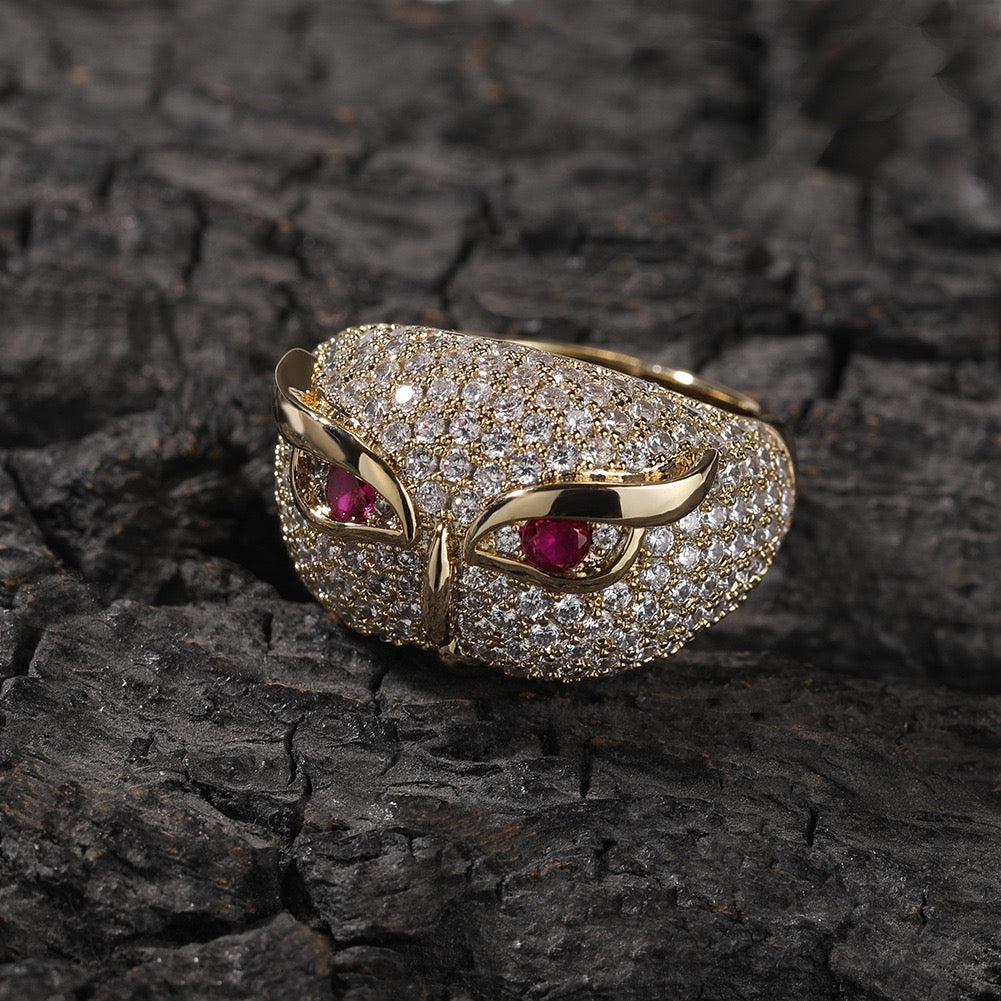 Hip Hop jewelry Owl ring-Gold