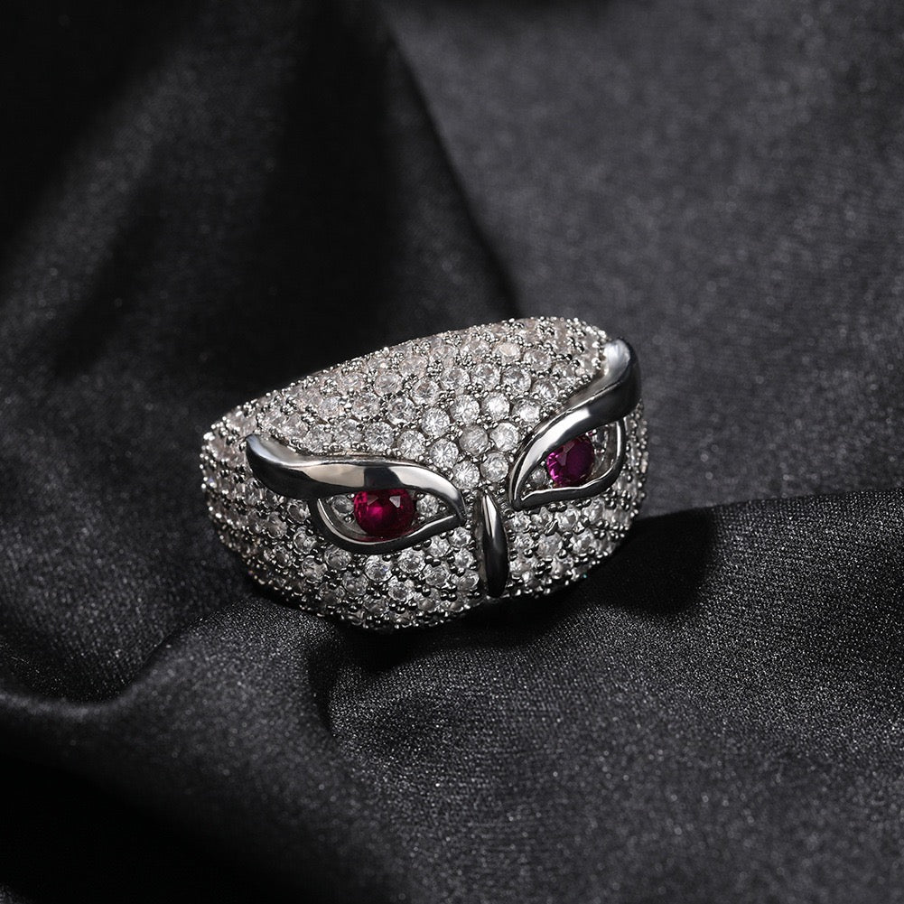 Hip Hop jewelry Owl ring-Silver