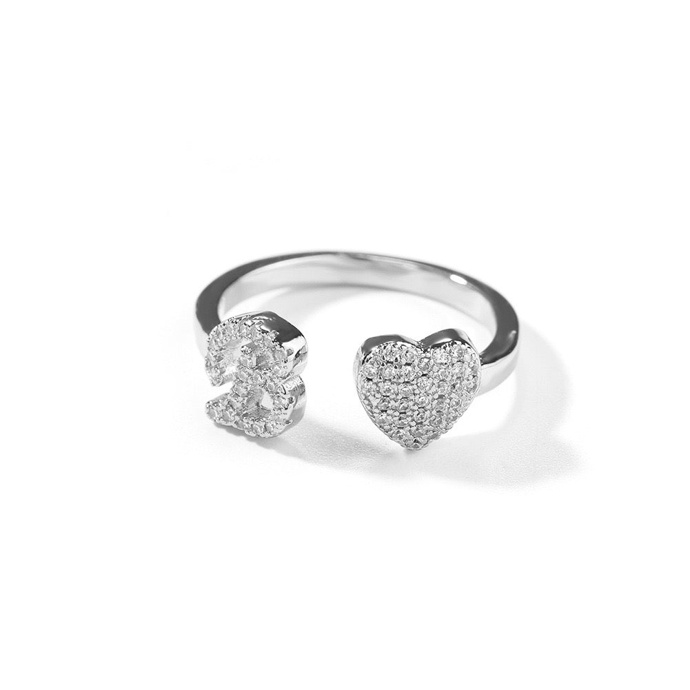 Hip hop jewelry 26 letter ring-Silver