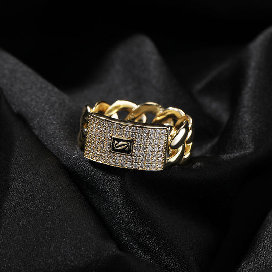 Hip hop jewelry geometric ring-Gold