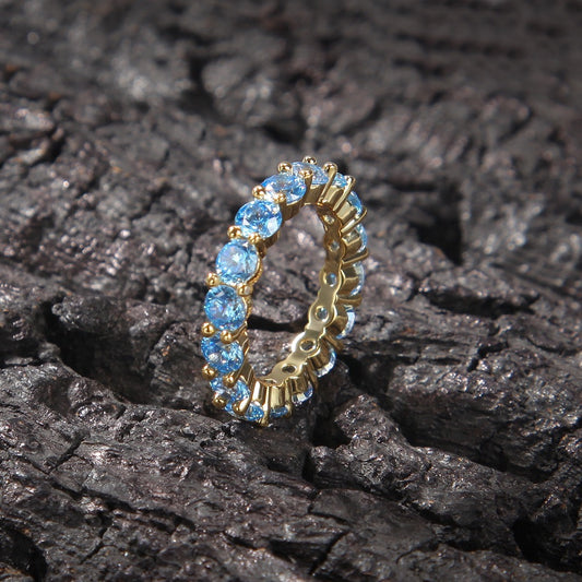 Hip hop jewelry aquamarine ring-Gold