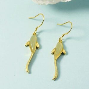 Hetian Jade Dolphin Earrings