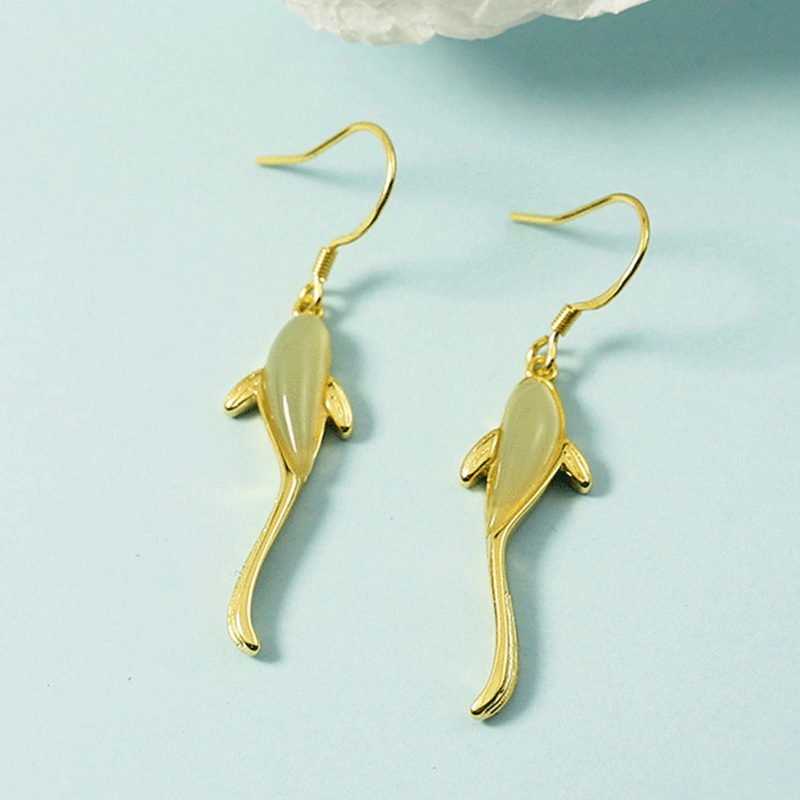 Hetian Jade Dolphin Earrings