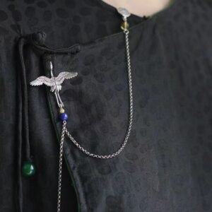 Immortal Cranes Soar’ Silver Brooch