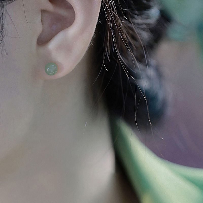 Jade-Inspired Stud Earrings - 图片 3