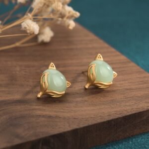 Jade-Inspired Fox Earrings