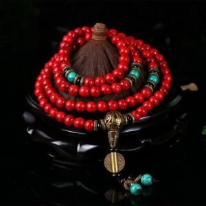 108 Beads Red Turquoise Bracelet