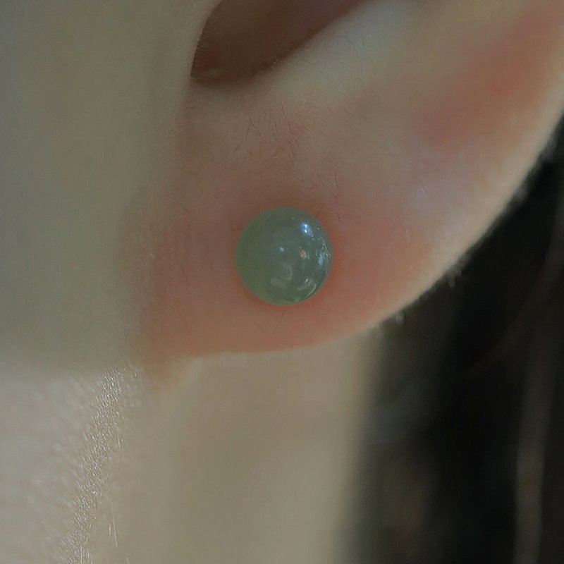 Jade-Inspired Stud Earrings - 图片 4