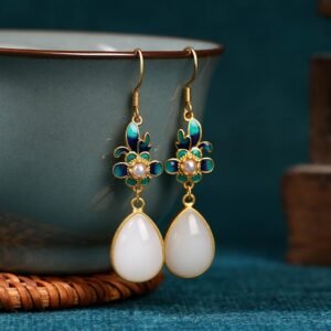 Jadeite Enamel Earrings
